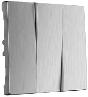 Лицевая панель Werkel для 3-кл. выключателя серебряный рифленый картинка